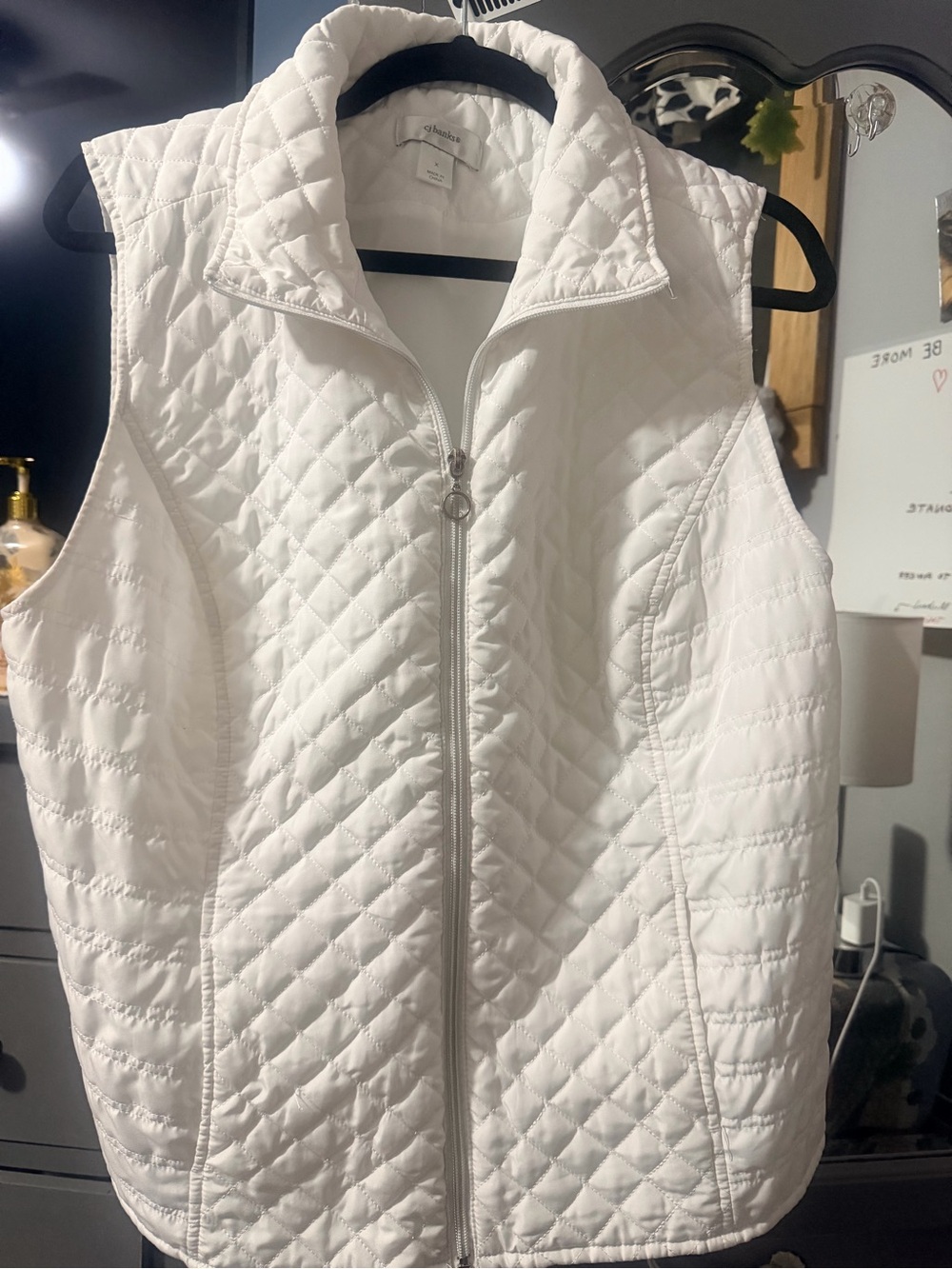 CJ Banks White Quilted Lined Vest Size X